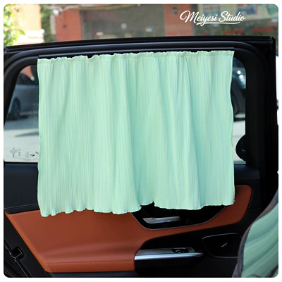 and Heat Insulation Sunshades, Car curtains - mint-green-pleated-fabric-orbital-style