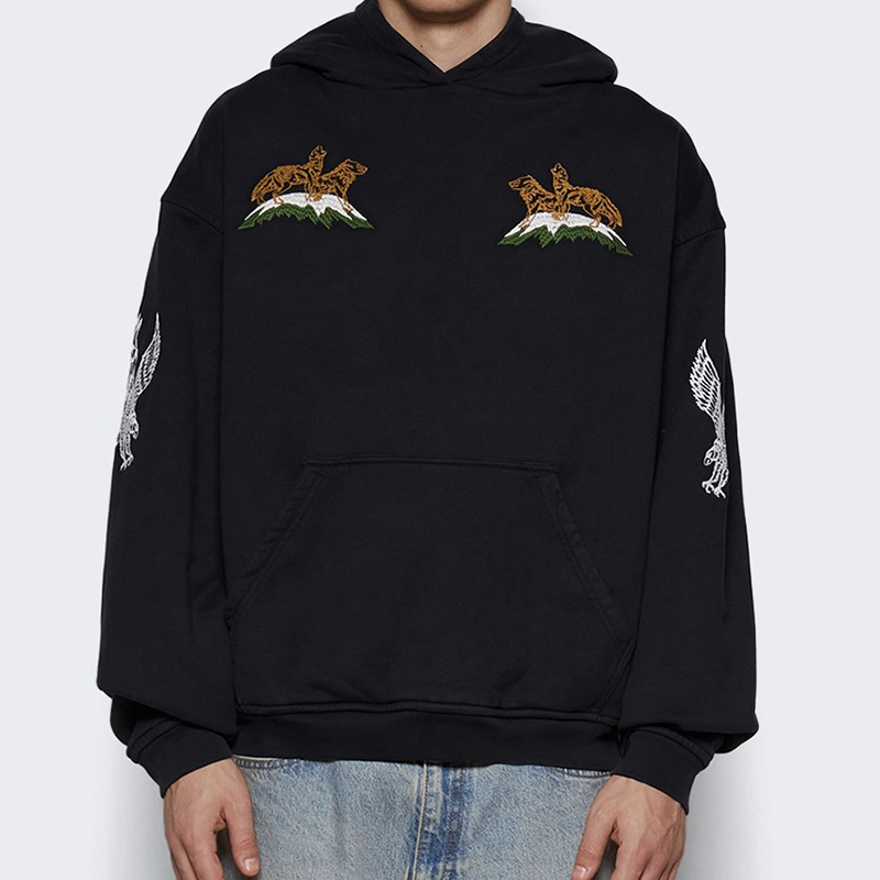 RHUDE Snow Mountain Ski Club logotipo bordado suelto sombrero sudadera con sombrero hombre y mujer marca de moda High Street