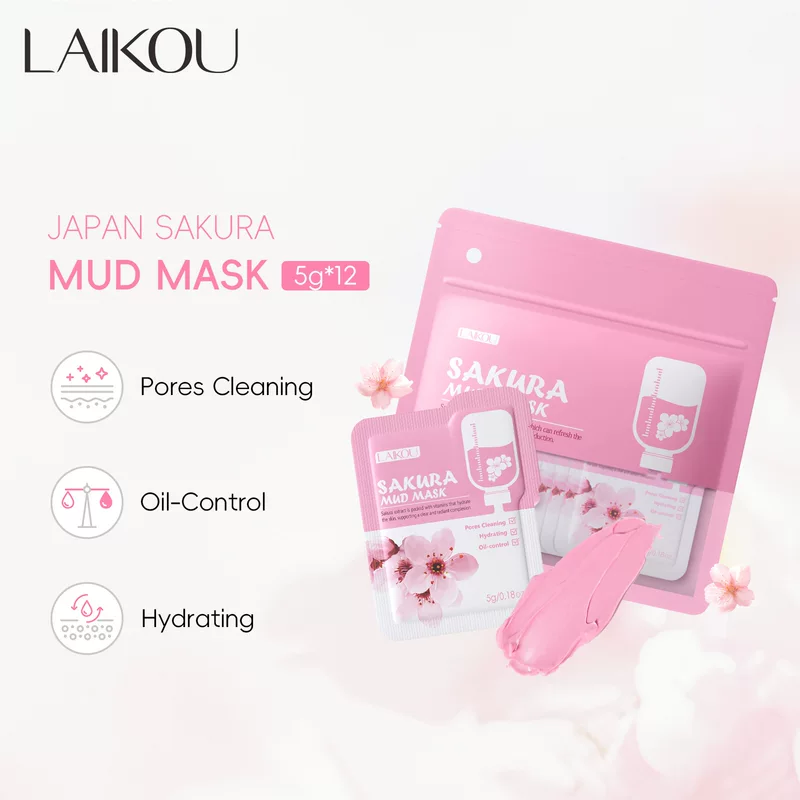 Маска-подпитывающая маска для лица (LAIKOU) 5 г ×12 — сакура, матчa и варианты, увлажняющее средство для контроля масла