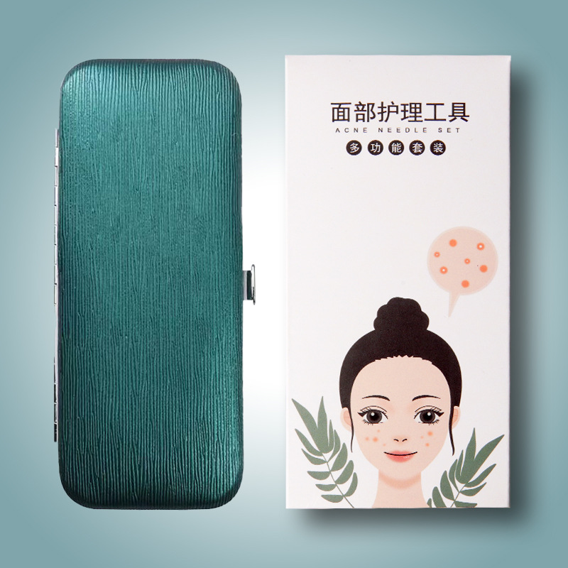 Acero inoxidable acné aguja 5 piezas traje acné aguja blackhead removedor pinzas celular clip belleza herramienta acné traje