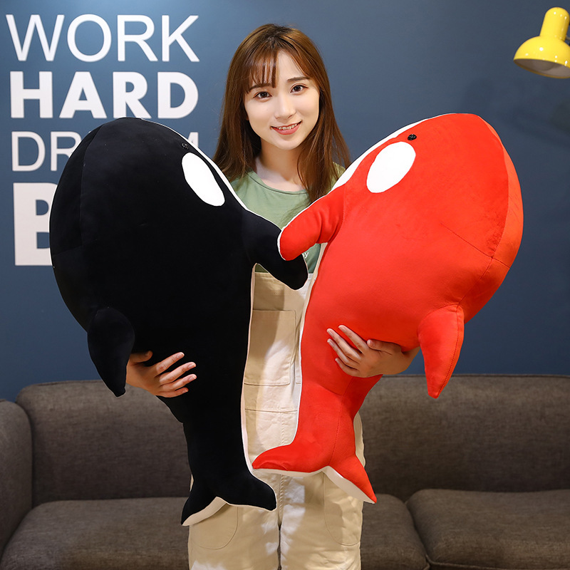 新型真っ赤な黒虎鯨抱枕ぬいぐるみアニメ周辺二次元クジライルカ人形|undefined
