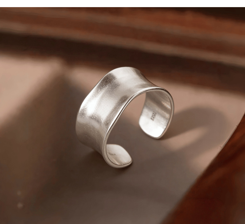 S925 Sterling Silver Wide Face Matte Irregular Ring Women's Luxury High-End Finger Ring Punk Fashion Index Finger Ring Wholesale