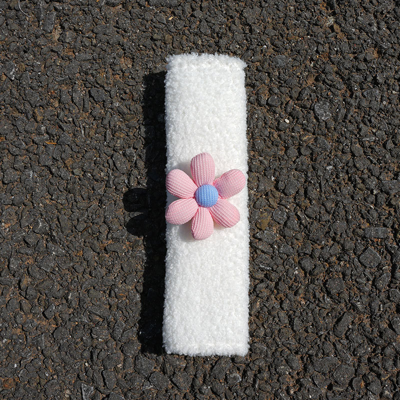 Seat Belt — Qìchē Seat belt shoulder pad - lambswool-big-6-petal-flower-pink-25x75cm35g-customizable