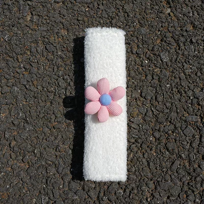 Stroller Stroller Baby Shoulder — Seat belt shoulder pad - lambskin-large-6-petal-flower-pink-25x75cm35g-can-be-customized