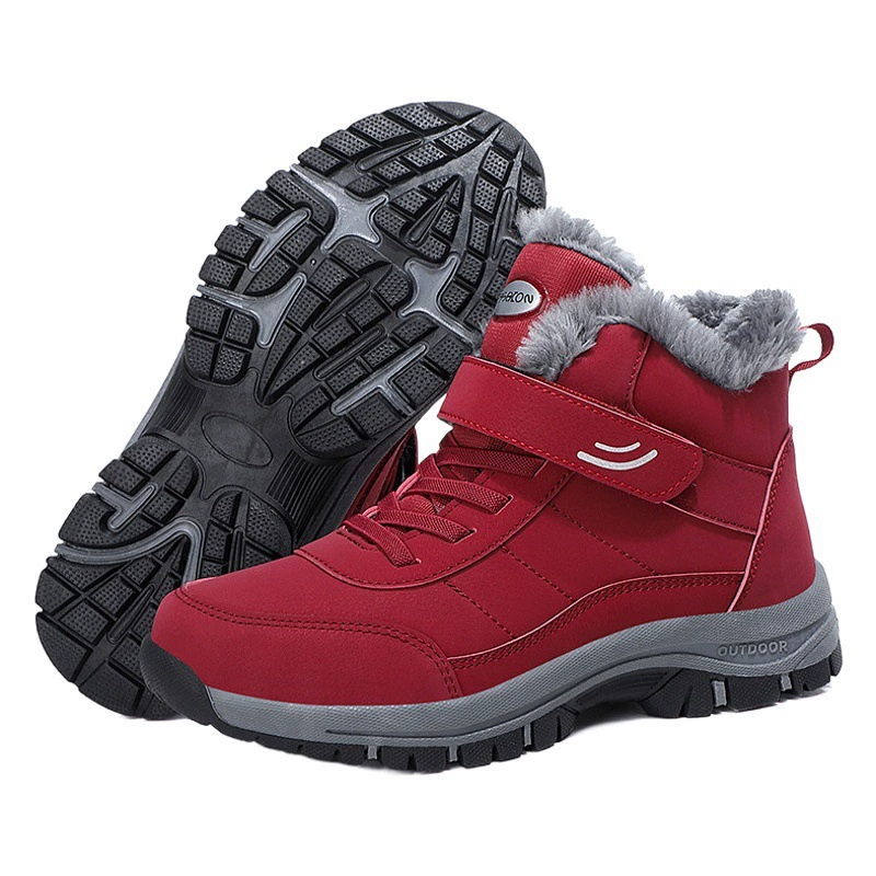 Теплые флисовые утолщенные хлопковые туфли для пожилых людей, женские спортивные нескользящие ботинки для ходьбы, зимние сапоги для мам, парные туфли.