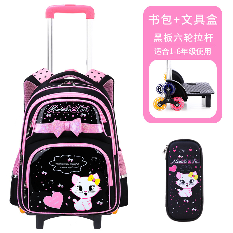 Mochila de tirón desmontable para estudiantes de escuela primaria de 2 a 6 grados, mochila de hombro impermeable para niños de escalada