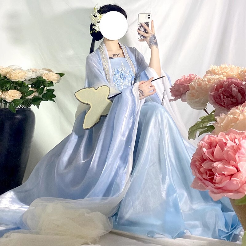 Original Hanfu for Women 2026 New Style Tang-Style Hezi Skirt, Chest-High Chinese Style Large-Sleeved Shirt, Ancient Costume with a Fairy-Like Feel, Authentic for Spring and Autumn