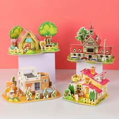 3D立體拼圖親子互動兒童益智玩具手工 紙質拼插模型地攤玩具批發