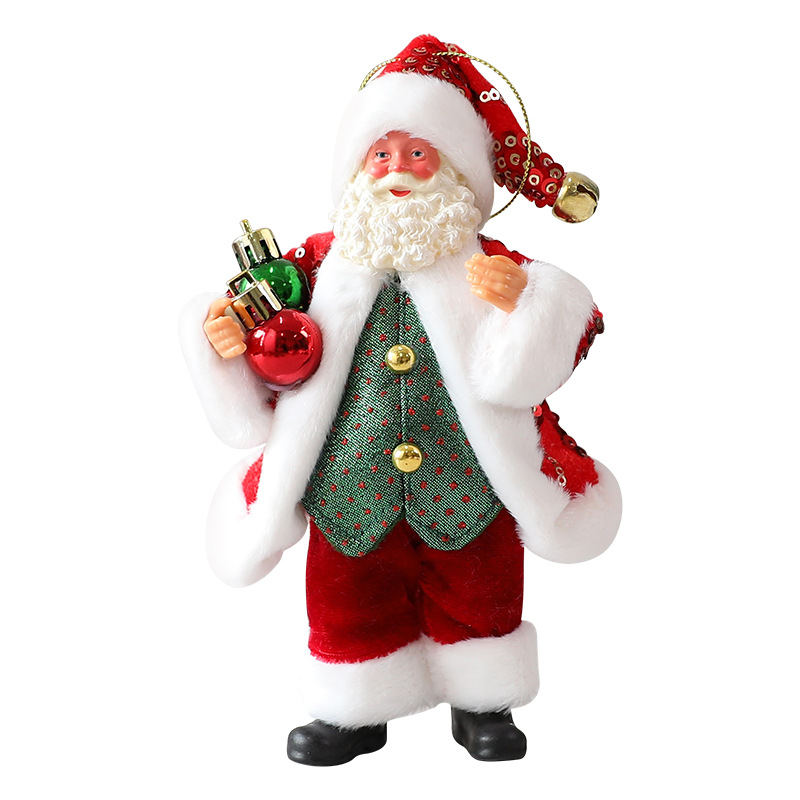 Santa Claus Christmas Doll Ornament – 18cm Fabric Decoration For Tree & Shelf (Red/Green, Pink, Red-Gold With Horn Or Drum)_voghion.com