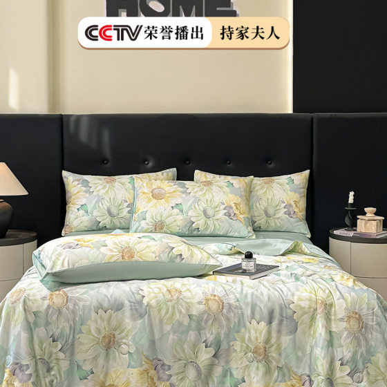 Lyocell Tencel Summer Quilt Four-piece Simple Light Luxury Bed Sheet Bed Cover Summer Summer Cool Quilt Air Conditioning Quilt Wholesale