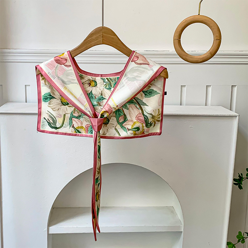 Chal de habitación con aire acondicionado, nueva decoración de cuello falso, bufanda anudada con protector de cuello, chal de seda, chaleco pequeño