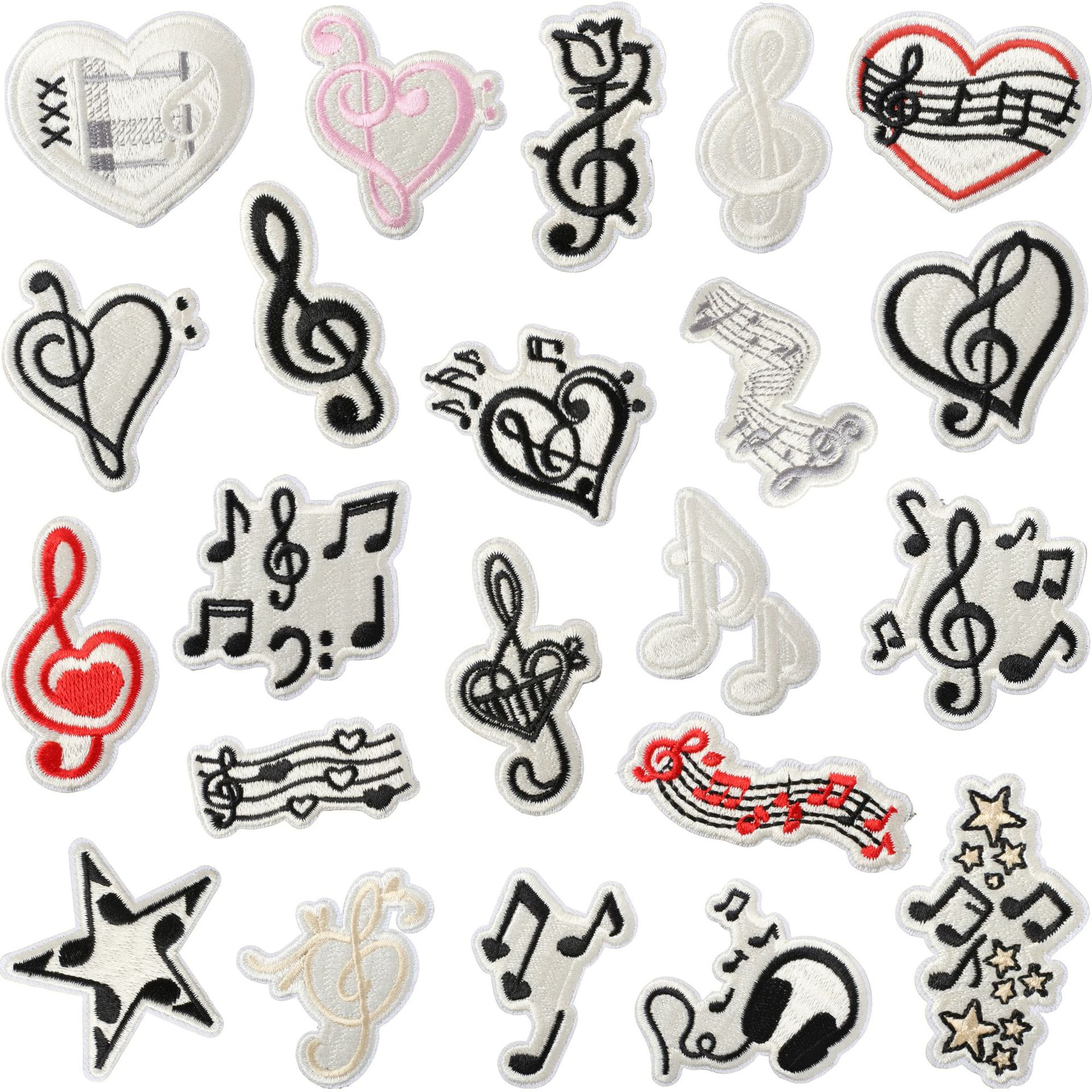 Musical symbol computer-embroidered patches, personalized and versatile for clothing and backpacks, DIY decoration, iron-on patches, heat transfer