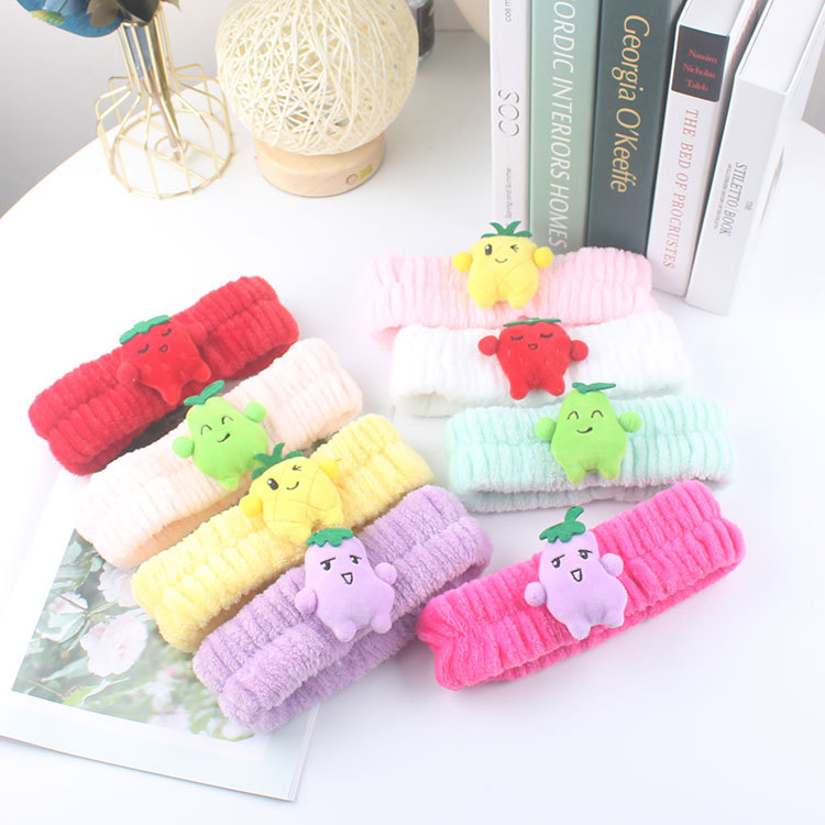 Nuevos accesorios para el cabello lindo de la felpa del intestino grueso diadema vegetal de dibujos animados banda para el cabello mascarilla fábrica lote directo banda para el cabello