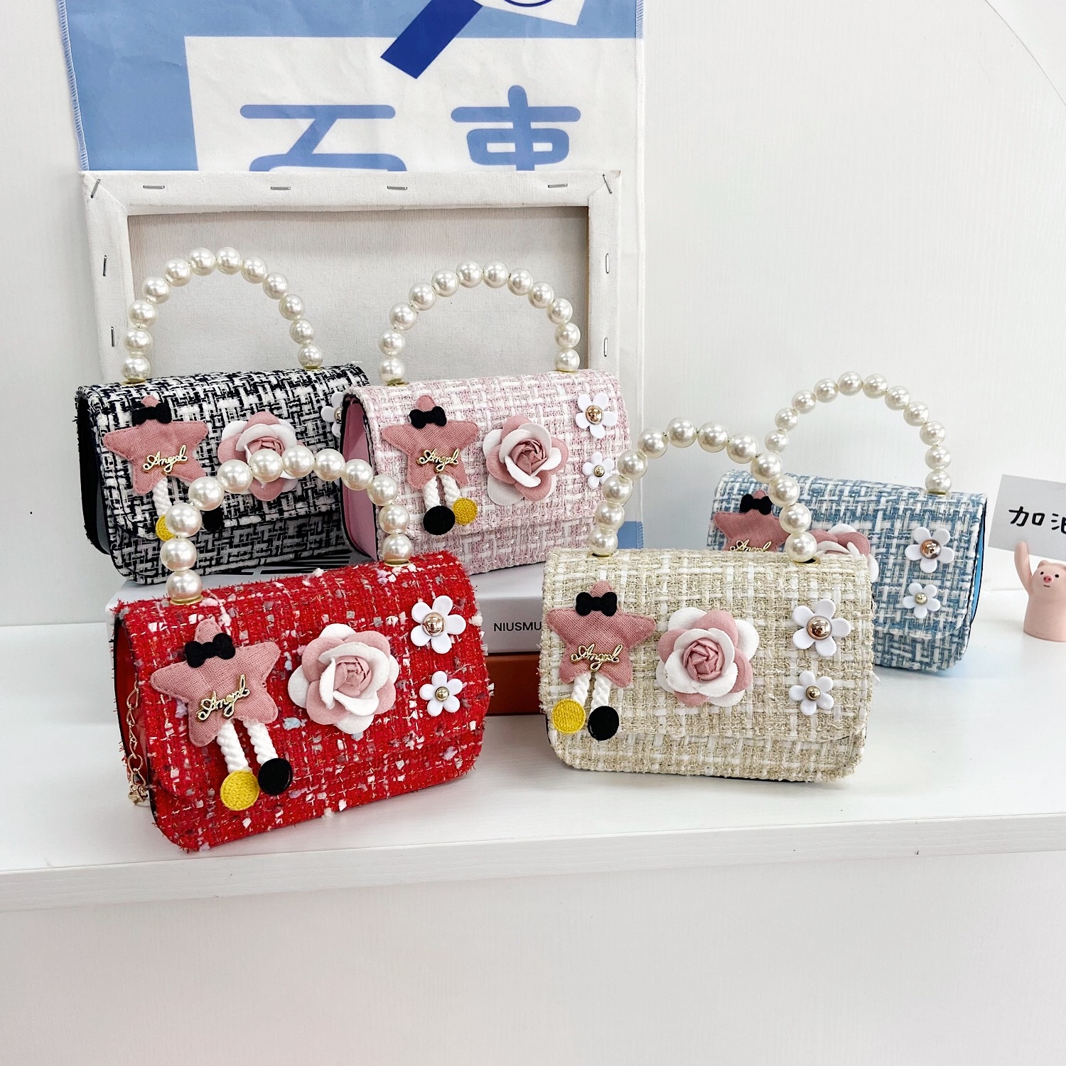 Bolso para niños 2021 nueva niña linda bolsa de mensajero moda princesa perla bolso cadena bolsa de hombro