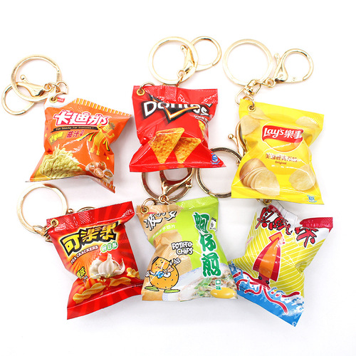 Food and play snack bag keychain Taiwan Cardinal Cola fruit bag simulated food pendant claw machine ornaments