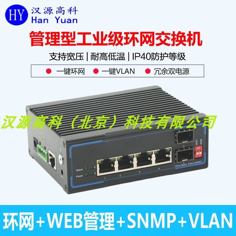 2光4电网管型工业级以太网交换机4口千兆一纤环通网络高清传输器