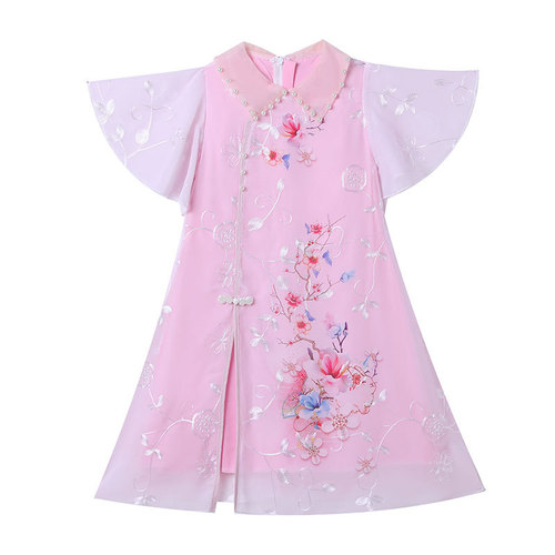 Children summer girls qipao dress cheongsam for kids children's Chinese girl chiffon hanfu princess dress new qipao