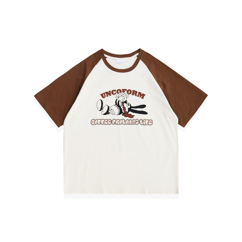 City Fanpin Summer 230g Coffee Drunken Cartoon Printing cityboy Raglan Sleeve Short Sleeve T-Shirt for Men and Women City Fanpin Summer 230g Coffee Drunken Cartoon Printing cityboy Raglan Sleeve Short Sleeve T-Shirt for Men and Women