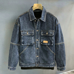 High-end Retro Frock Denim Jacket Spring and Autumn Loose American High Street Fashionable Handsome Jacket