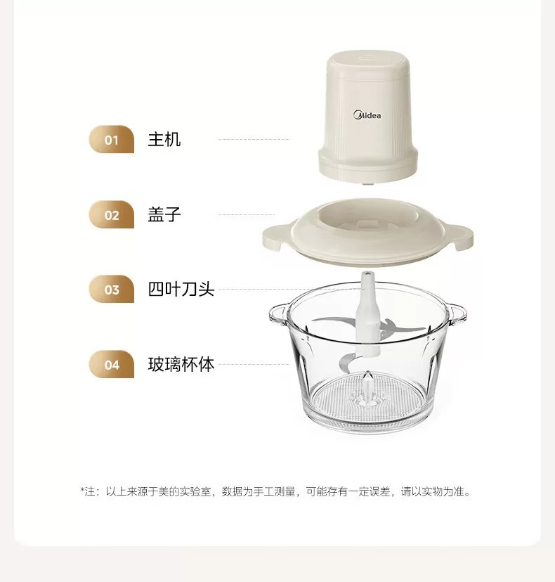 美的绞肉机家用电动小型全自动多功能打馅碎肉绞辅食机料理搅拌机