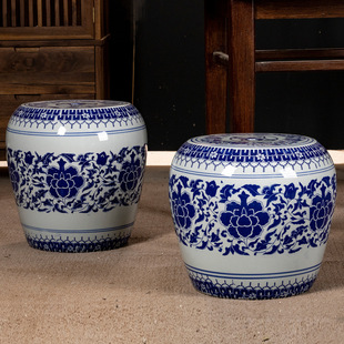 Yutong Home Furnishing Blue and White Porcelain Sofa New Chinese Style Small Coffee Table Living Room Cool Stool Side Table Ceramic Drum Stool Shoe Changing Stool