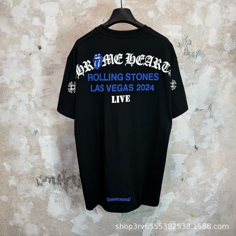 Correct Version Ch Crocodile Rolling Stones New York Limited Edition Tongue Print Short-Sleeve T-Shirt Unisex High Street Fashion Cool Style Correct Version Ch Crocodile Rolling Stones New York Limited Edition Tongue Print Short-Sleeve T-Shirt Unisex High Street Fashion Cool Style