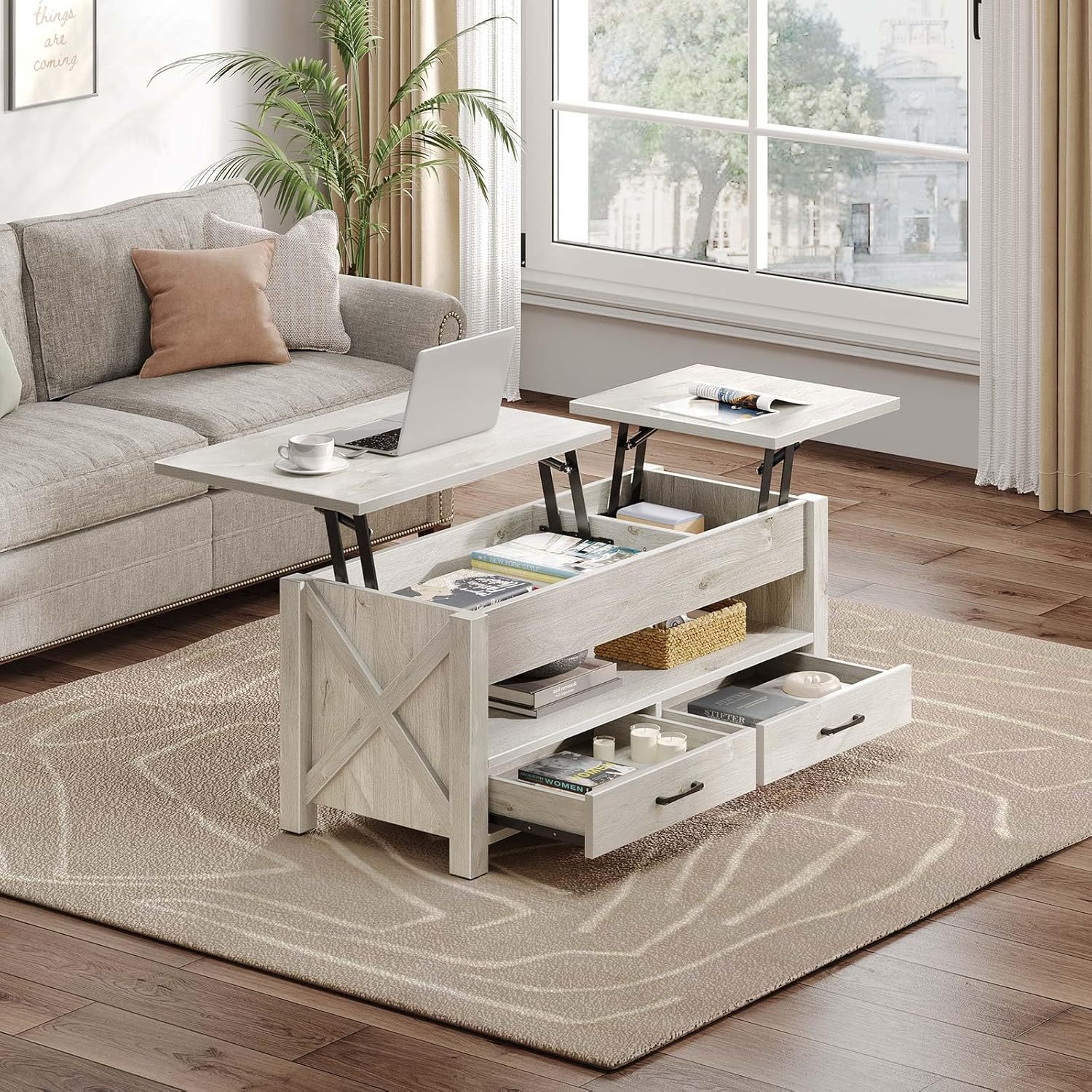 亚马逊跨境板式家具咖啡桌升降式茶几欧美外贸源高级咖啡桌