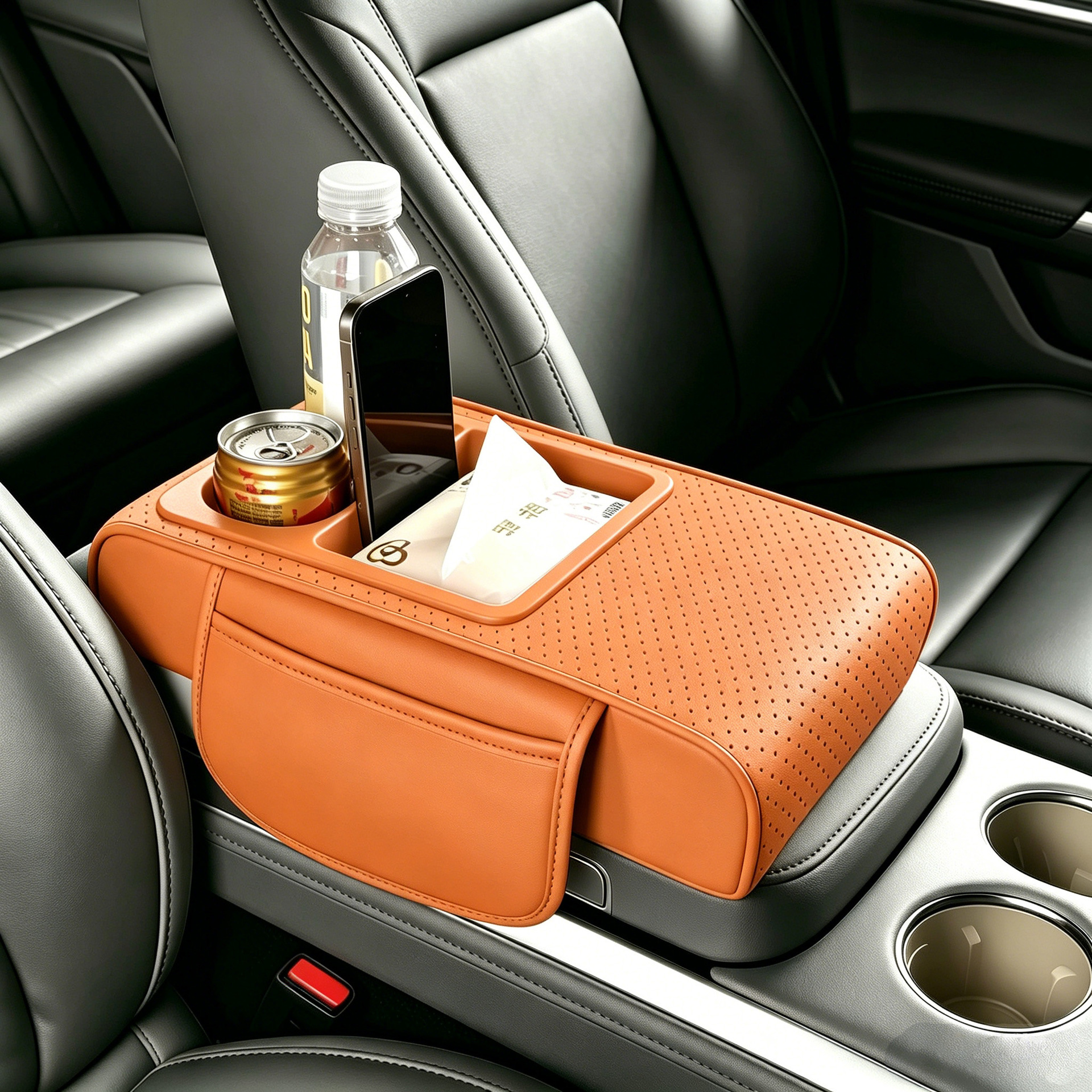 Car Armrest Box Heightening Pad, In-Car Tissue Box, Dual Cup Holder, Central Armrest Box, Multifunctional Storage Box