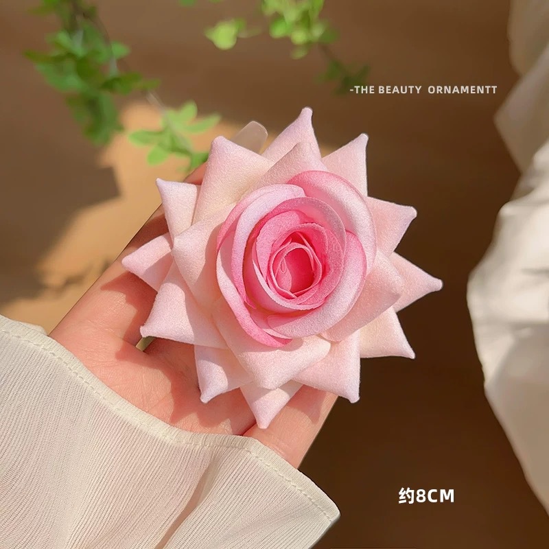 핑크 로즈 머리핀 브로치