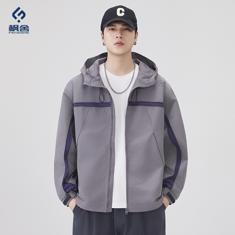 Fengshe Men's Clothing / 2026 New Men's Hooded Jacket Versatile Loose Zipper Jacket Sports Casual Top for Men Fengshe Men's Clothing / 2026 New Men's Hooded Jacket Versatile Loose Zipper Jacket Sports Casual Top for Men