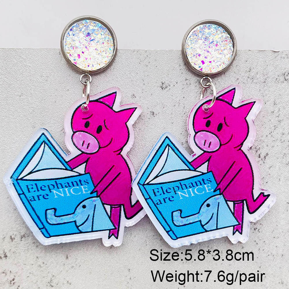 Wholesale Jewelry Cute Streetwear Geometric Animal Cartoon Arylic Drop Earrings display picture 3