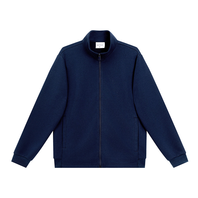 380g pesado algodón retro otoño invierno equipo de color sólido cremallera cardigan chaqueta de cuello de trabajo chaqueta personalizada ropa de clase