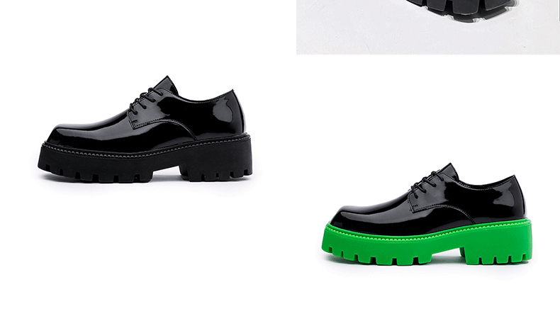 2024 Gros bout carré retourné en cuir nouveau gâteau éponge à semelle épaisse chaussures derby décontractées surélevées, chaussures basses de niche à la mode_voghion.com