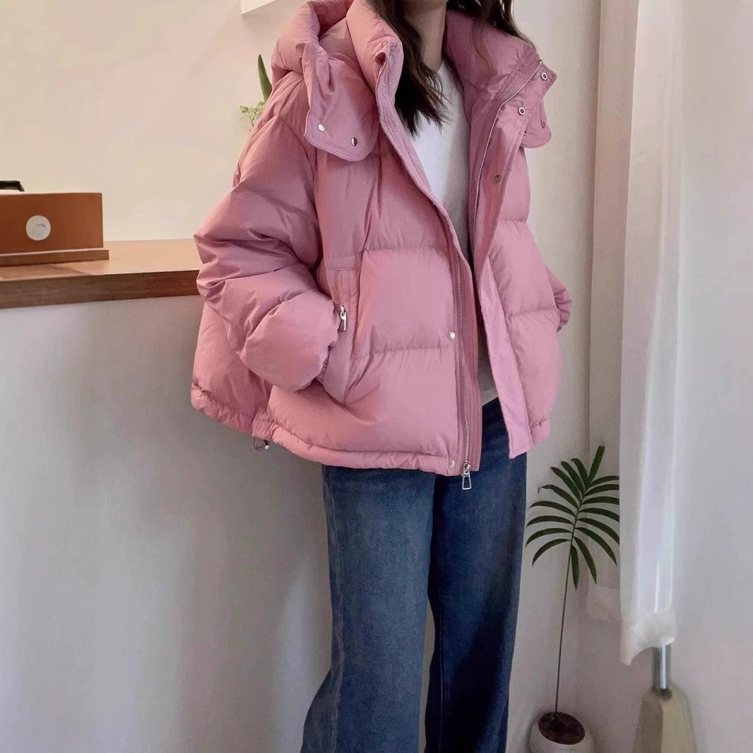 Хлебная одежда большого размера с капюшоном короткая пуховая хлопчатобумажная одежда женский 2024 новый прилив осенняя зимняя куртка толстая хлопковая куртка