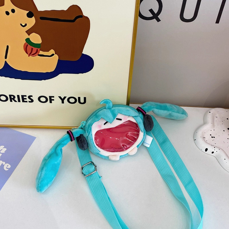 二次元初音未来小公仔零钱包新款精致耳机包单肩包少女潮流斜挎包|undefined