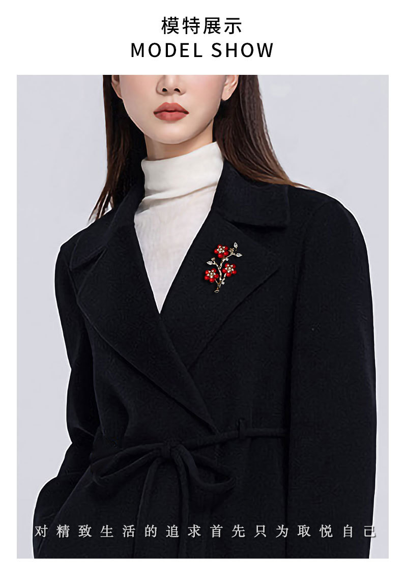 复古国风红色梅花胸针时尚百搭高级感花卉别针新款气质