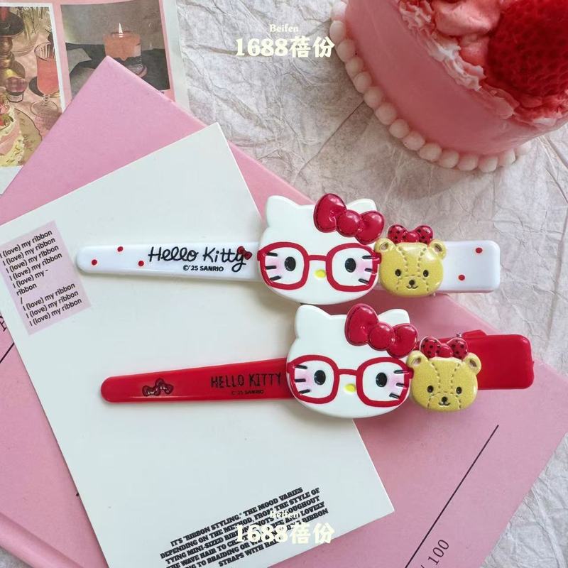 日系可爱kitty猫发夹大号鸭嘴夹甜美卡通洗脸化妆夹子无痕侧边夹|undefined
