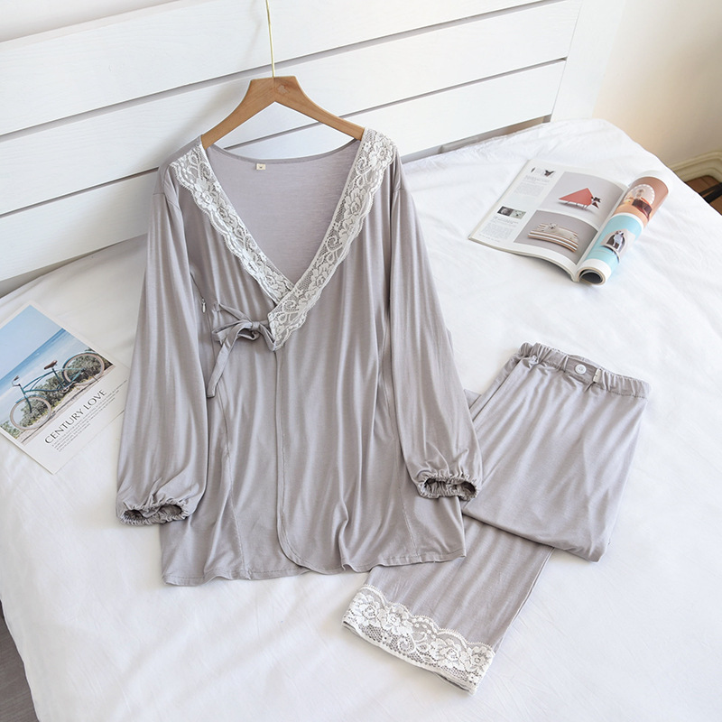 ZFQグレー-モダール着物ファスナー月子服