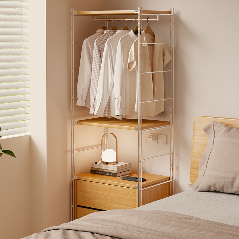 Percha de ropa abierta percha de ropa de piso para dormitorio percha de ropa multifuncional para el hogar percha de ropa de cabezal de cama