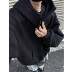 450g重磅廓形开衫卫衣男春秋cleanfit美式炸街潮牌痞帅慵懒连帽衫