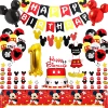 25 Mickey birthday party set [flag + cake insert + balloon + tablecloth + aluminum film balloon + door hanging + banner]