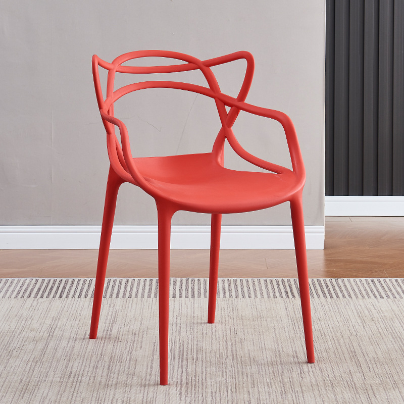 Silla de comedor nórdica red silla de maquillaje silla de plástico moderna silla simple silla de gato plástico casero taburetes apilables