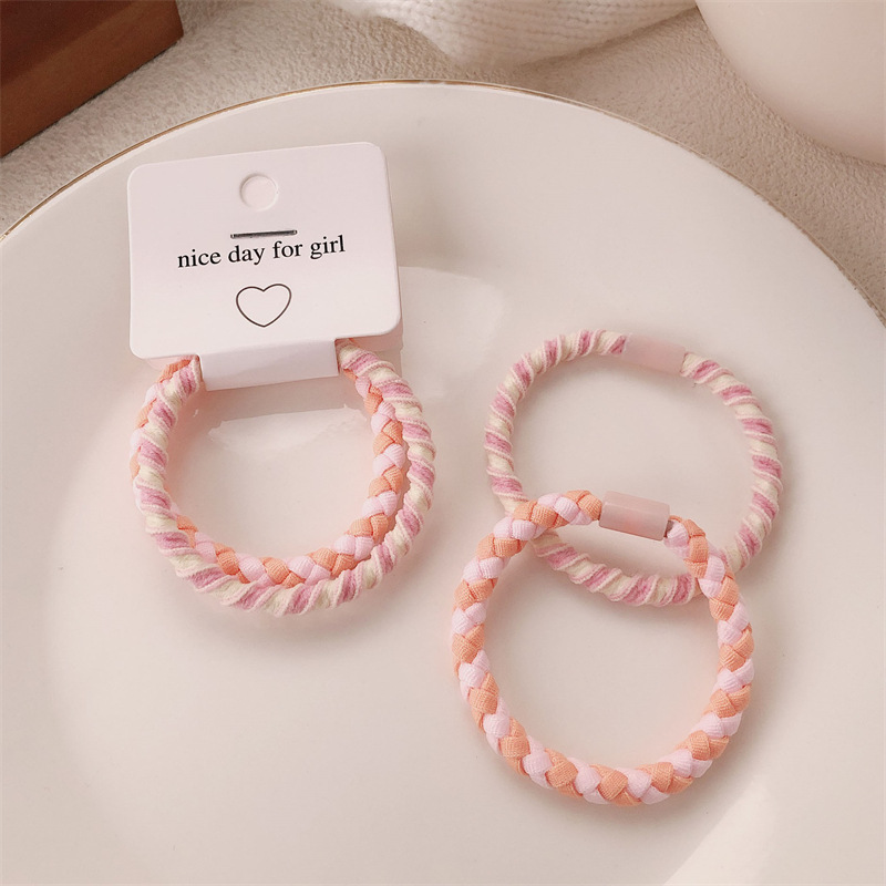 A principios de la primavera nueva cuerda de cabeza de color caramelo anillo de cabello coreano de niña de alta elasticidad universal cola de caballo cuerda de cabello adornamiento para el cabello