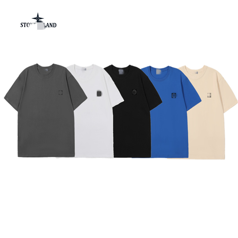 Cross-Border American Stone Stone 2024Ss New Style Small Logo Embroidered Round Neck Short-Sleeved T-Shirt for Men and Women Ius