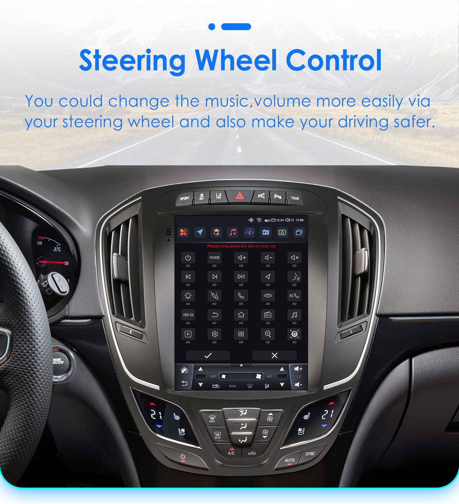 9.7inch Suitable for 2014-2018 Buick Regal/Opel Insignia Car-Mounted Vertical Screen Android Navigation Gps