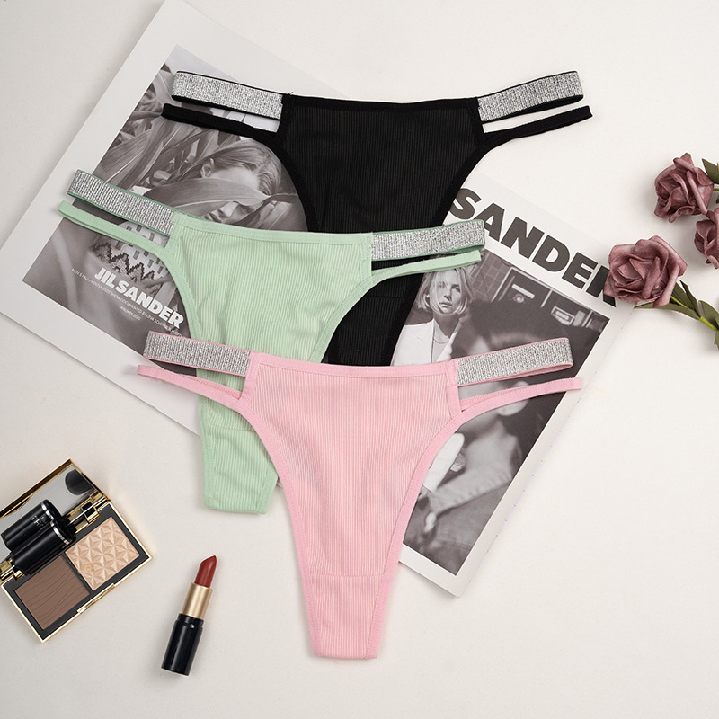 28g Weight Color Block Sexy Nylon All Seasons Low Waist Thong Panties Panties