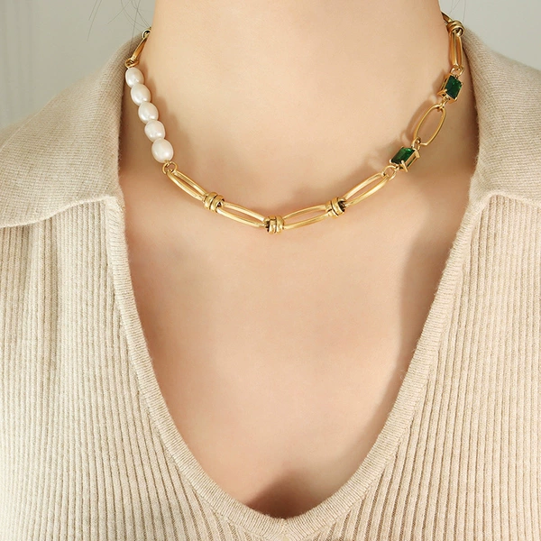 P1385-Gold Necklace 40+5cm