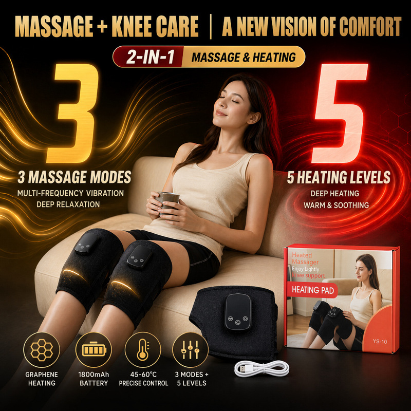 Cross-Border Intelligent Electric Heating Massage Knee Brace Knee Joint Hot Compress Physiotherapy Device Vibrating Electric Heating Massager