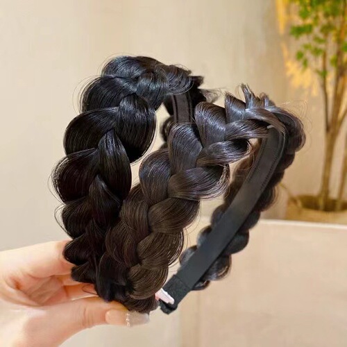 Hand-woven fishbone braid wig headband for lazy people high skull braid hairpin female toothed anti-slip hair headband