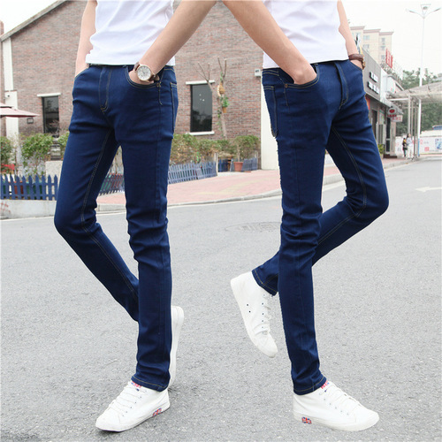 Summer Stretch Color Jeans Korean Style Slim Fit Men's Tight Pants Boys Teenage Pants Thin Model